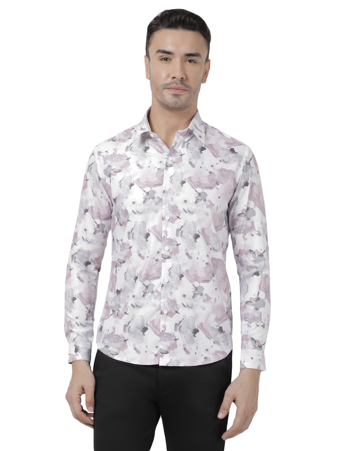 Numero Uno Men Abstract Pink Shirt